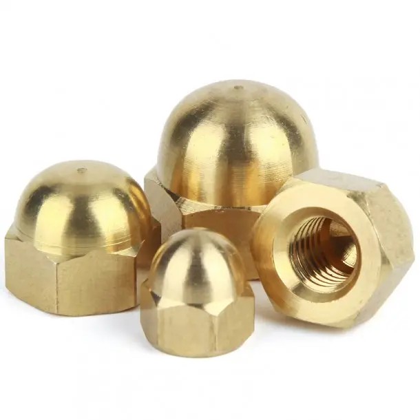 Đồng thau din1587 hex hình vòm, các bộ phận tự động, các đai ốc tùy chỉnh OE